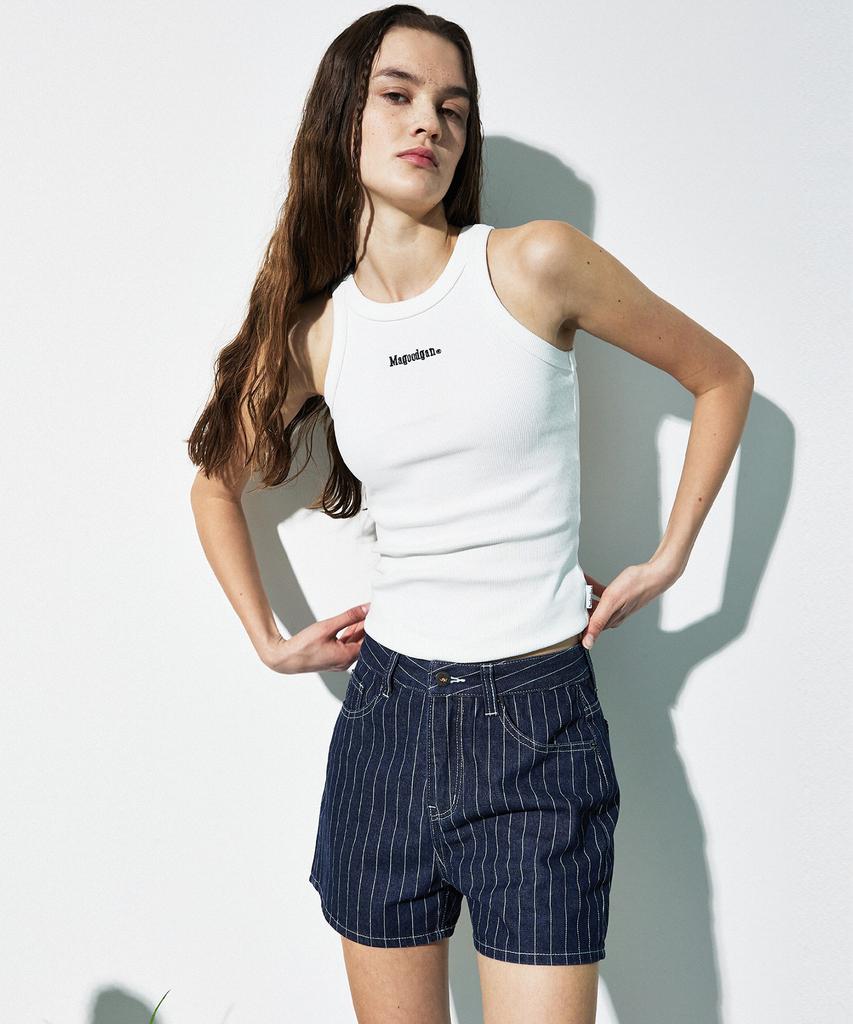 MAGOODGAN Minute 7933 Striped Dark Indigo Shorts Hot Pants
