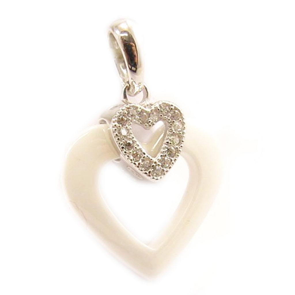 Les Trésors De Lily [L5009] - Серебряный кулон «Любовь» белый (керамика) родиевое покрытие - 15х14 мм