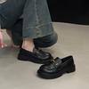 Platform Loafers Women's 2025 New Autumn British Style Small Leather Shoes Black Commuting Pedal with Skirt Single Shoes