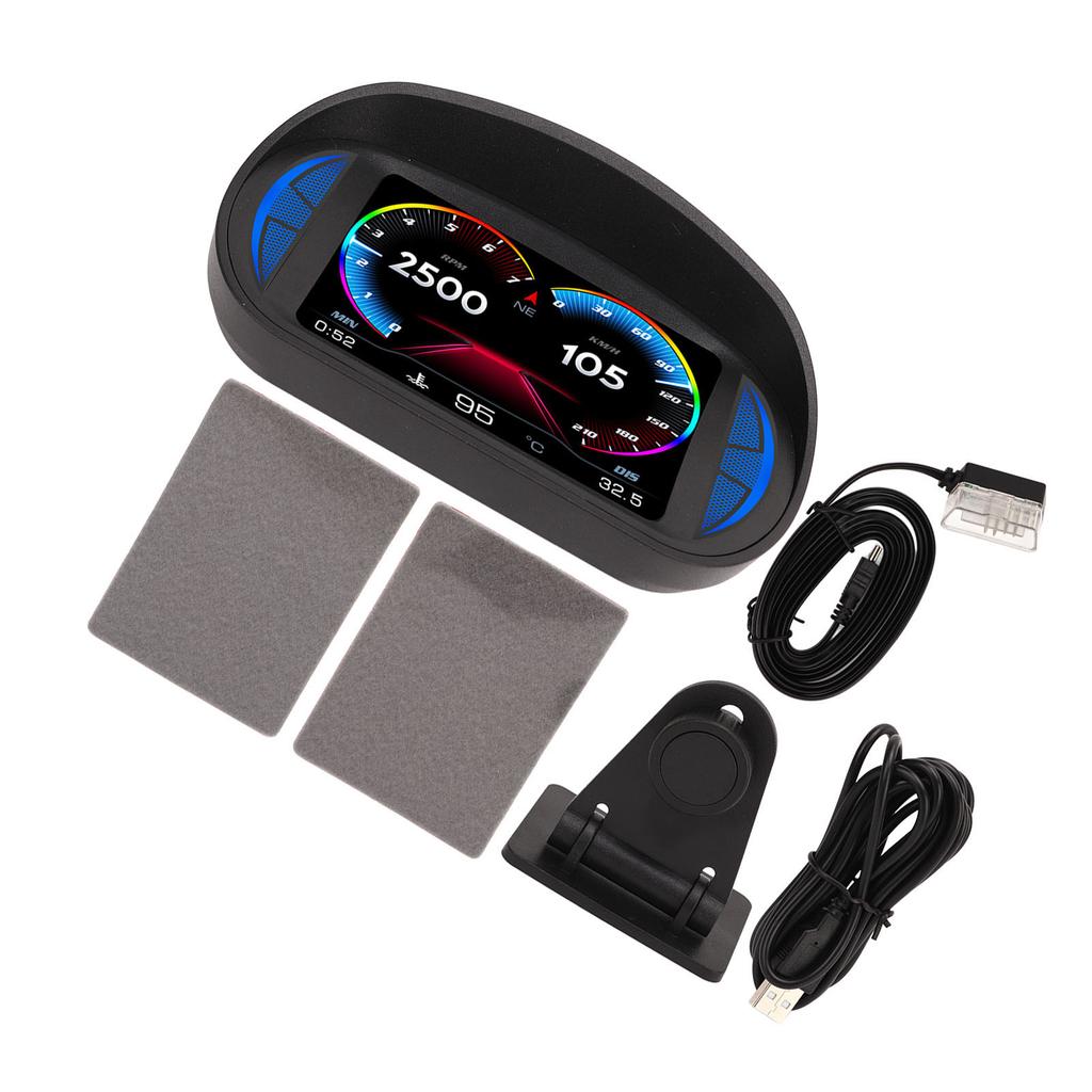 Автомобильный HUD-дисплей Режим OBD2 GPS с Инклинометром Компасом Скоростью Об/мин Функция Предупреждения Универсальный для Автомобилей