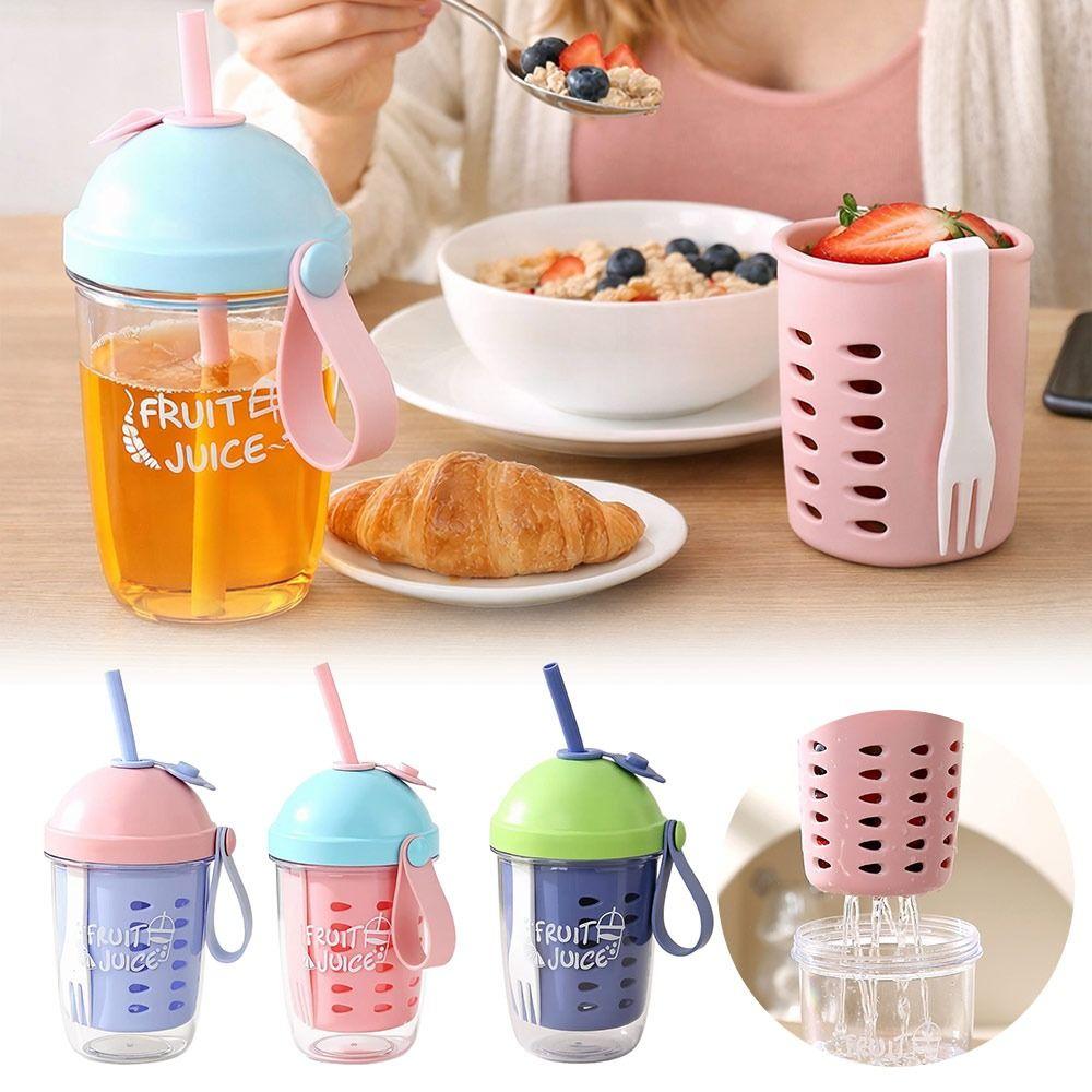 Double Wall Fruit Cup Leak Proof Breakfast Cup Multifunctional Salad Cup