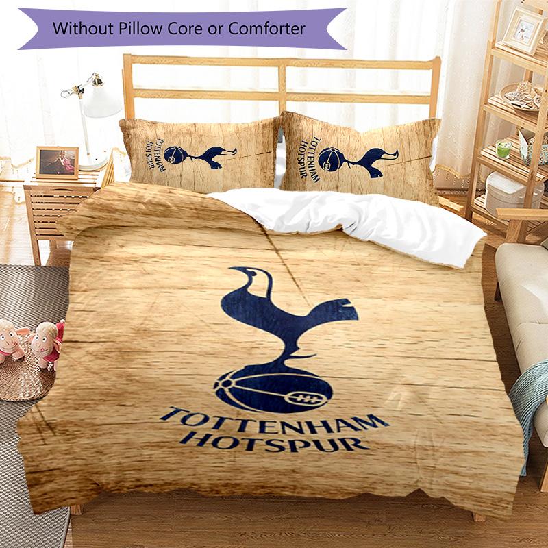 3pcs Tottenham Hotspur F pattern bedding set duvet cover set includes duvet cover &pillowcases,perfect all season bedroom decoration&gift