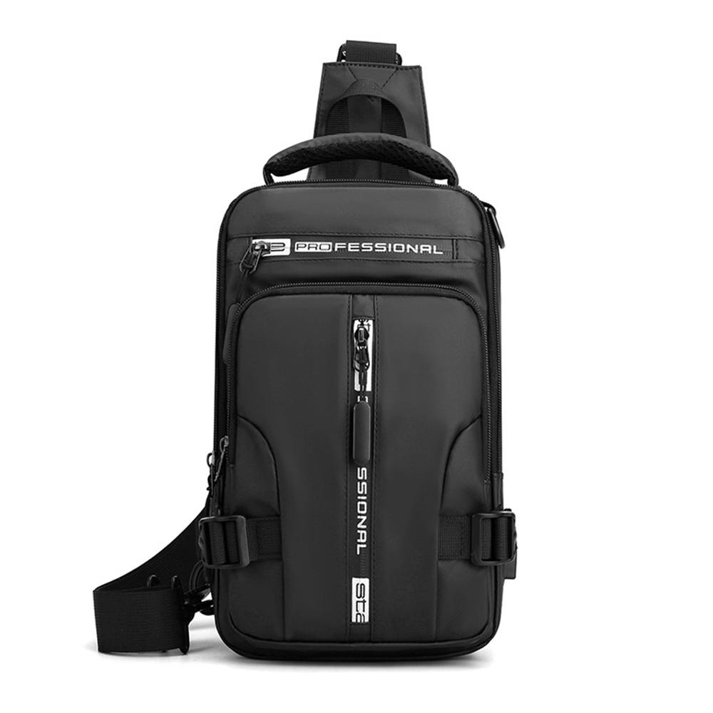 Men's Messenger Bag Backpack Chest Bag USB Socket Outdoor Large Capacity Waterproof Bag