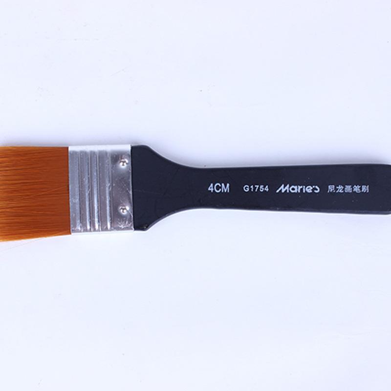 1pc Nylon Flat Hair Brush Oil Wall Painting Artists Hair Pen Watercolor Art Kit