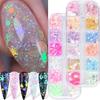 12 Grid Holographic Nail Flake Fluorescent Nail Glitter Powder Butterfly Chameleon Irregular Laser Gradient Foil Decoration