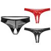 Mens Wet Look Patent Leather Crotchless Lingerie Bikini Briefs Underwear Panties