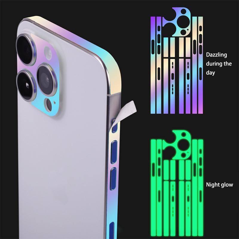 Наклейка-скин на рамку телефона, Светящаяся защитная рамка для iPhone 15 14 13 12 Pro Max, Защитная пленка от царапин