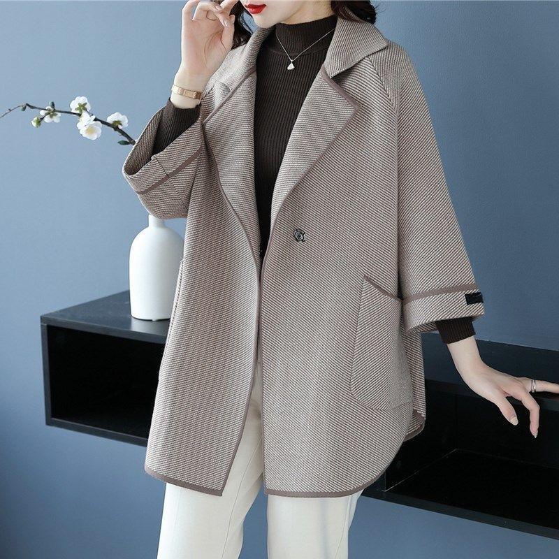Middle-aged and Elderly Women's Tops Big Size Loose Knitted Cardigan Spring and Fall Jacket