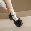 Mary Jane Shoes Women's Spring New Fashion High-heeled Bow Platform Thick Heel Pearl with Skirt Small Leather Shoes