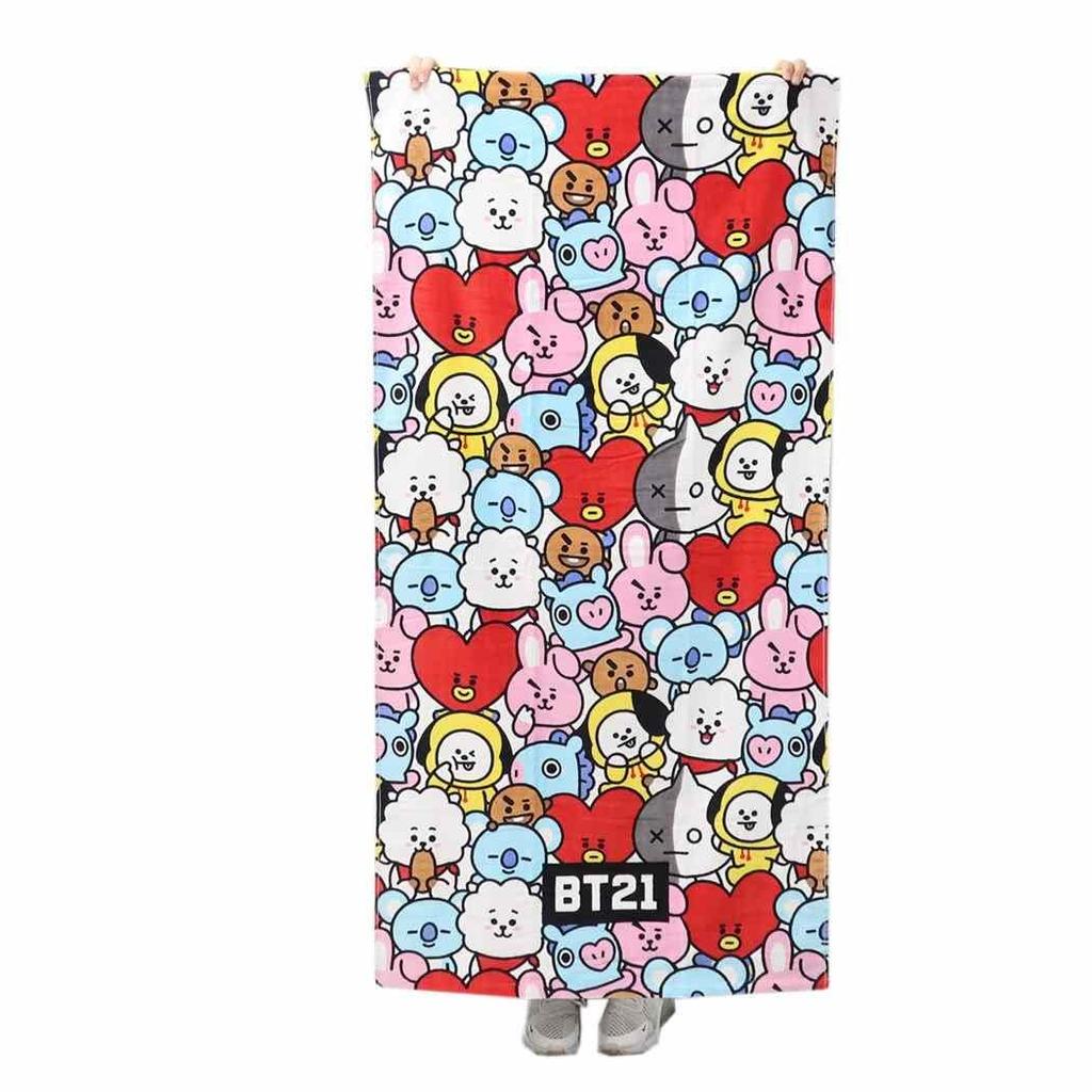 Marushin BT21 Beach Towel, Let's Dance Merchandise, Official, 5785011600, Approx. 70 X 140 Cm, Set