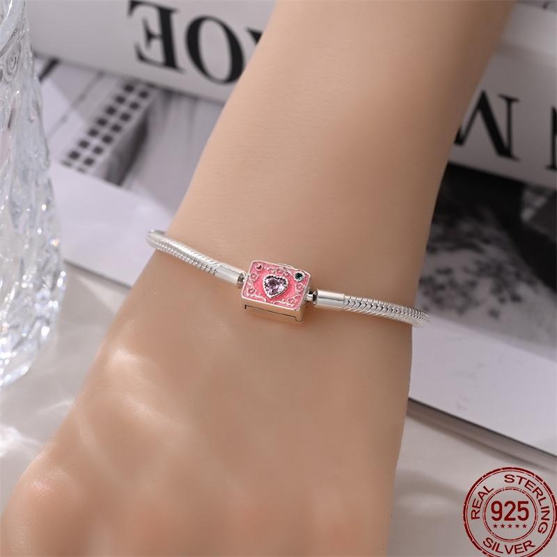 100% Серебряный Браслет Подходит для Оригинальных Бусин-Подвесок DIY Изготовление Украшений Ослепительная Цепочка с Цирконами Браслет Для Женщин