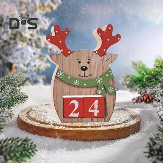 Рождественский Адвент-календарь с подвижным цифровым блоком Санта-Клаус, лось, снеговик, календарь обратного отсчета, рождественская табличка, настольное украшение, орнамент