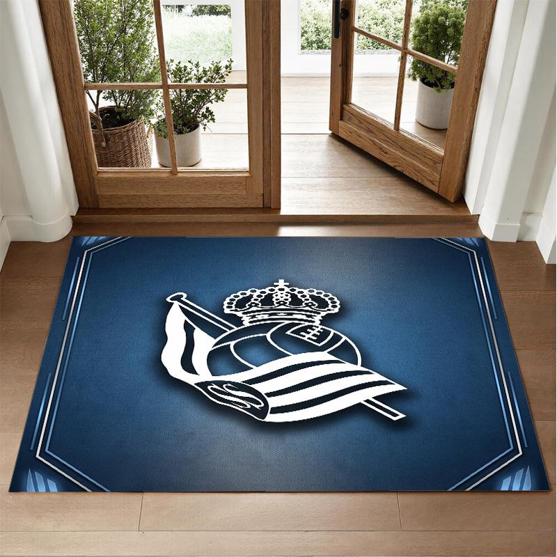 Real Sociedad FC Design Crystal Velvet Rug Soft Decorative Mat for Bedroom Entrance