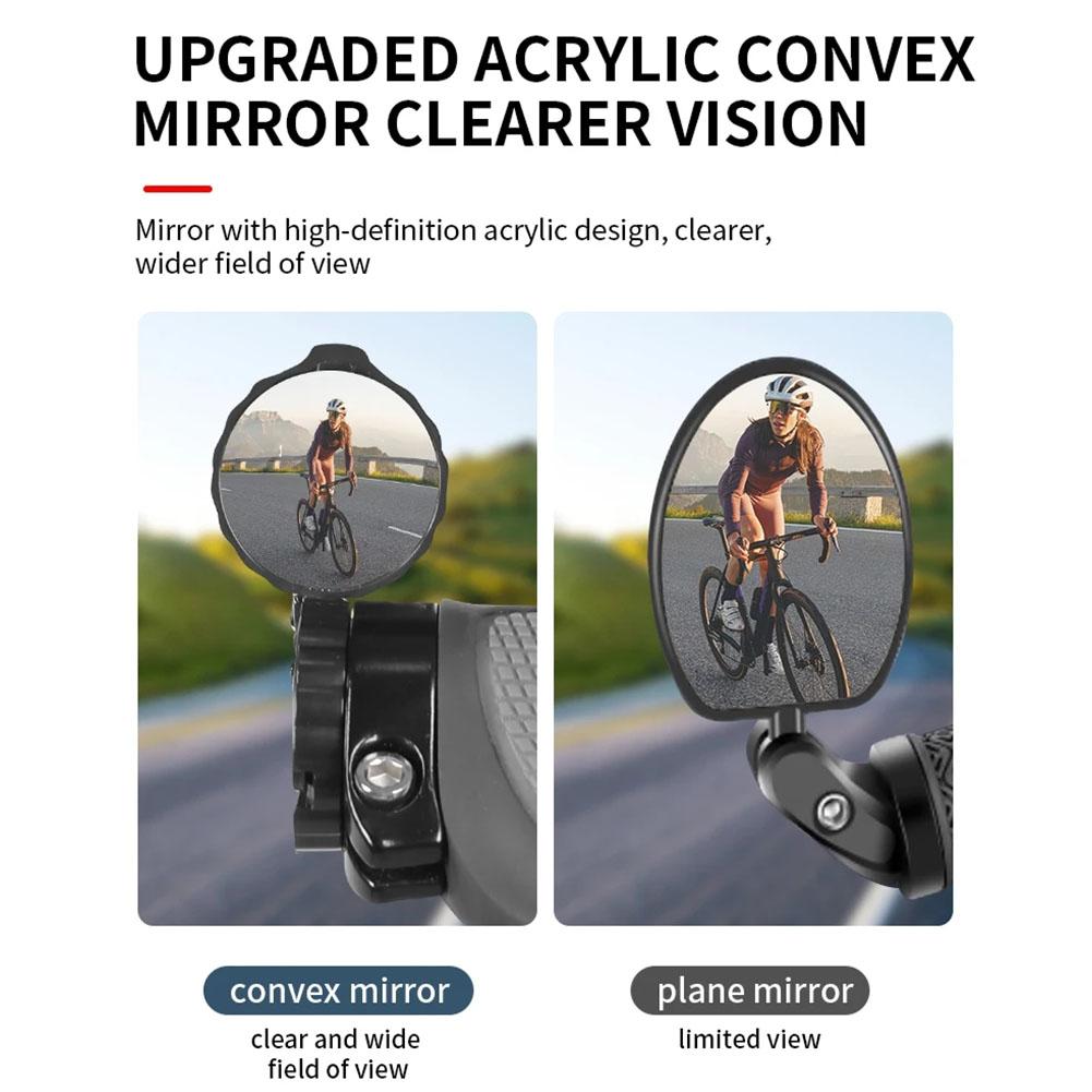 Bicycle Rearview Mirror Handlebar Mount, Anti-Glare Convex Cycling Mirror, Universal Adjustable for MTB Road Bike
