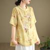Summer Chinese Style Retro Artistic Printed Embroidered Shirt Top for Women Shirt