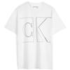 Casual Minimalist Line Letter Print Cotton T-Shirt Men Tops Moonlight-White 40MC817-YAA
