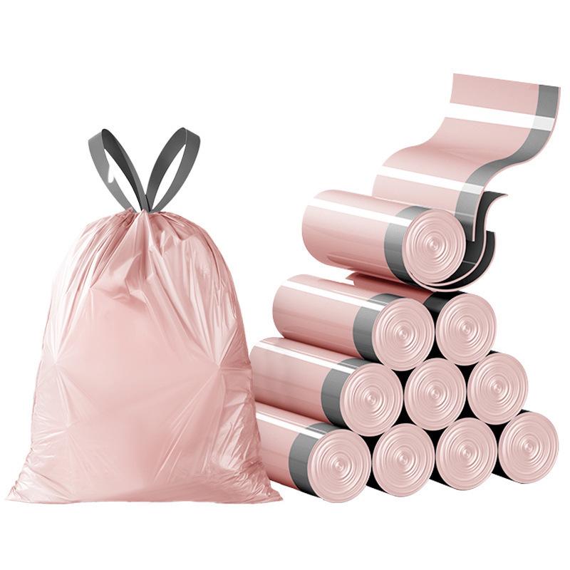 Pink Large Drawstring Thickened Garbage Bag for Household & Kitchen, Student-Friendly, with Automatic Closure
