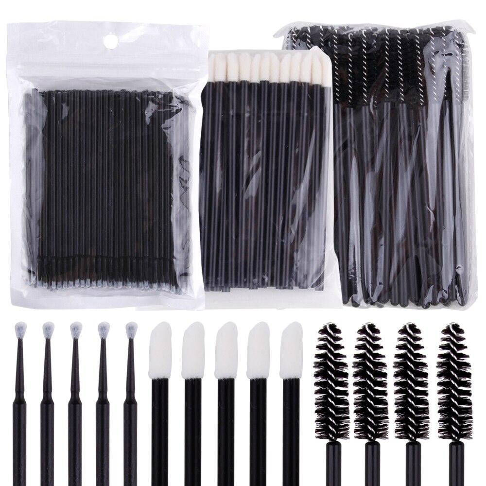 200 шт., кисти для ресниц, одноразовые тампоны, микрокисть для губ, кисть для бровей, тушь для ресниц, палочка, аппликатор, аксессуары для ресниц