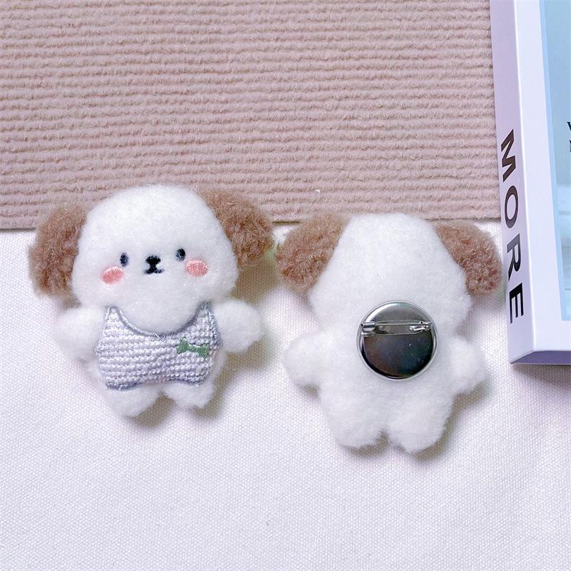 Брелок-подвеска в виде плюшевого мультяшного щенка с пищащим звуком, костью, креативной брошью и аксессуарами для волос