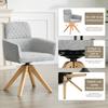 Set of 2 Wabi-Sabi dining chairs (360 degrees rotatable) – Grey diamond-pattern fabric, solid wood legs