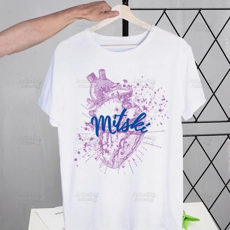 Mitski Singer Washing Machine Heart T-Shirt Men Unisex Anime Design Men Tee Shirt Homme Summer Tops Short Sleeve Vintage Style