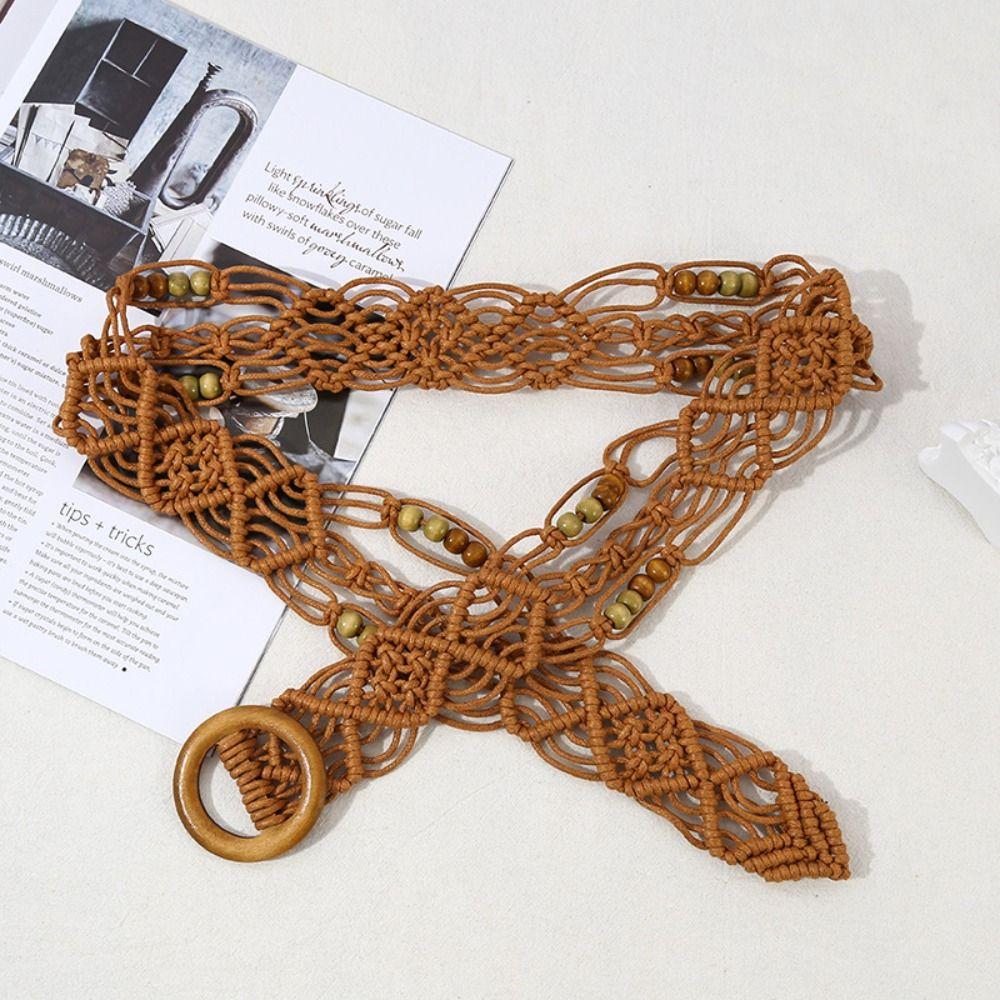 Woven Weave Belt Retro Ethnic Style Waistband Personality Bohemian Style Belt  Dress Decoration