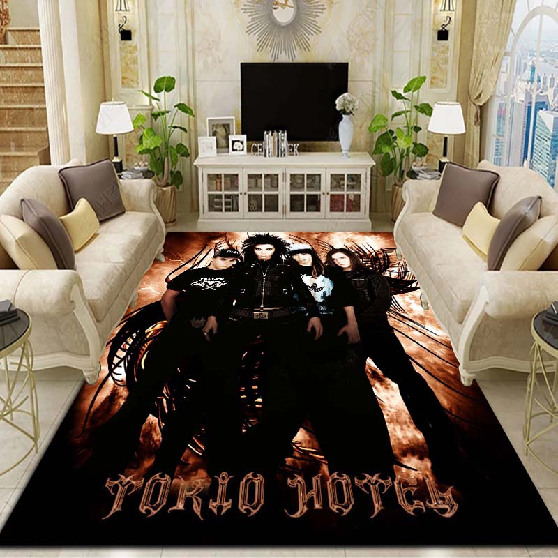 Tokio Hotel Рок-группа Зона фланелевый ковер 3D-печать Билл Том Каулитц Нескользящий мягкий ковер Гостиная Спальня Домашний декор Рок-подарок