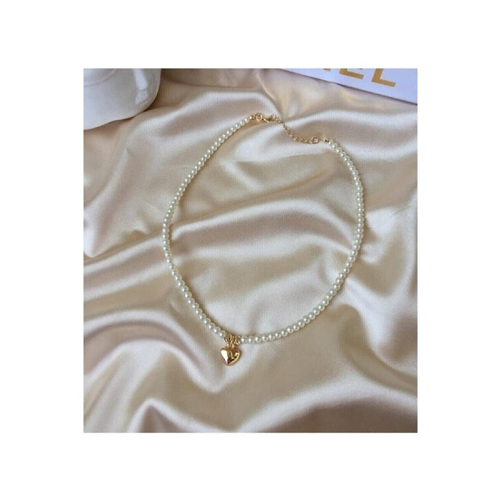 Золотое ожерелье с подвеской в ​​виде сердца с жемчугом