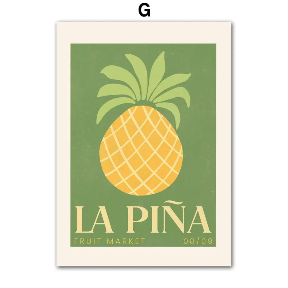 Фруктовый рынок Лимон Виноград Ананас Арбуз Инжир Настенное искусство Холст Живопись Скандинавские Постеры и Принты Настенные картины Кухонный декор