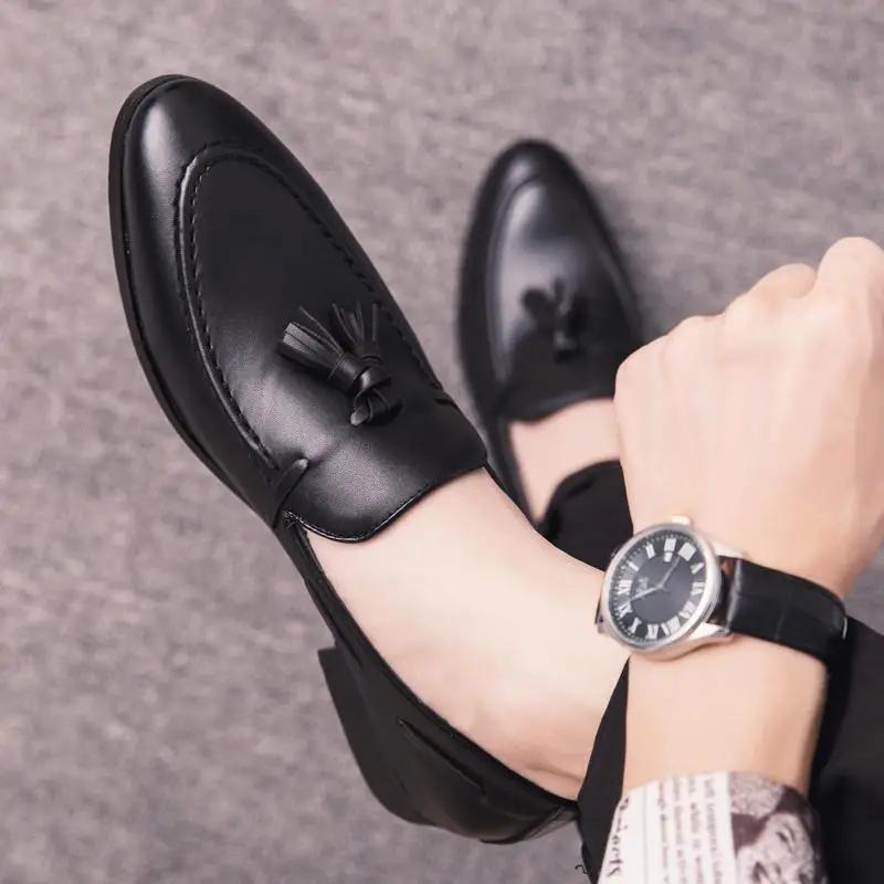 Мода 2024 года, мужская повседневная обувь с острым носком, классическая, оригинальная, легальная, новая, в социальных удобных мужских кожаных туфлях