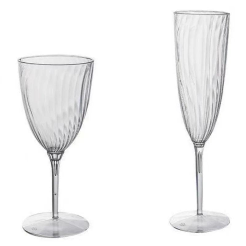 8 шт. прозрачные пластиковые утолщенные одноразовые стаканчики для вечеринок, свадеб, тостов, напитков, шампанского, коктейлей, бокалов для вина, роскошных бокалов