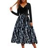 Women's Casual Fashion Floral Print Wave V Neck Vintage Dress