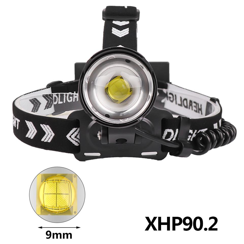 Самая яркая светодиодная налобная лампа XHP90.2 с зумом, 3 шт., аккумулятор 18650, внешний аккумулятор 7800 мАч, налобный фонарь, перезаряжаемая USB-фара