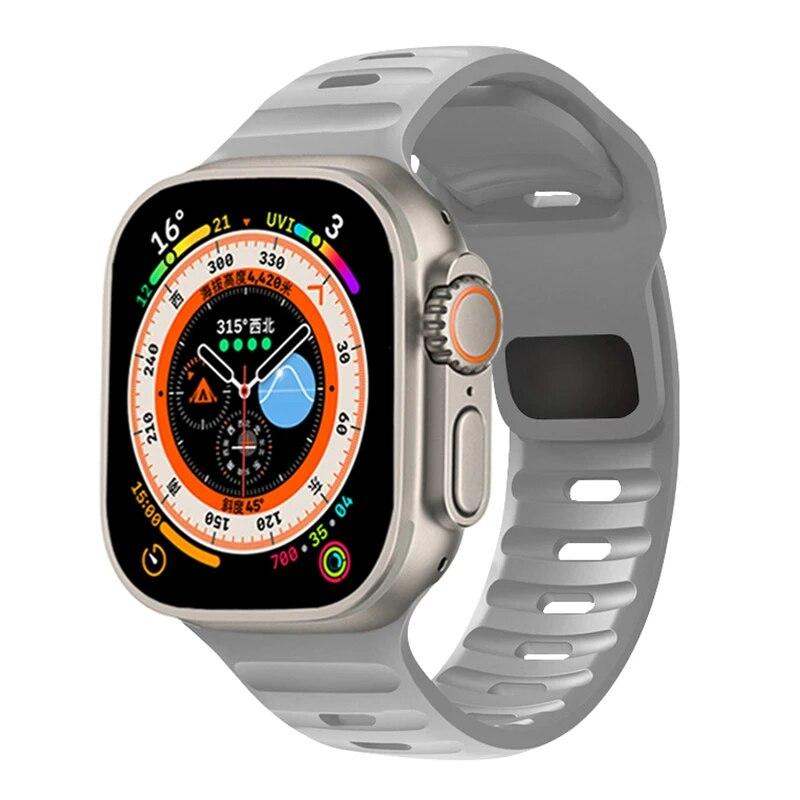 Силиконовый ремешок для Apple Watch Ultra 2 Band 44 мм, 49 мм, 45 мм, 42 мм, 40 мм, 41 мм, 38 мм, спортивный браслет Correa iwatch Series 7, 6, 3 se, 8, 9