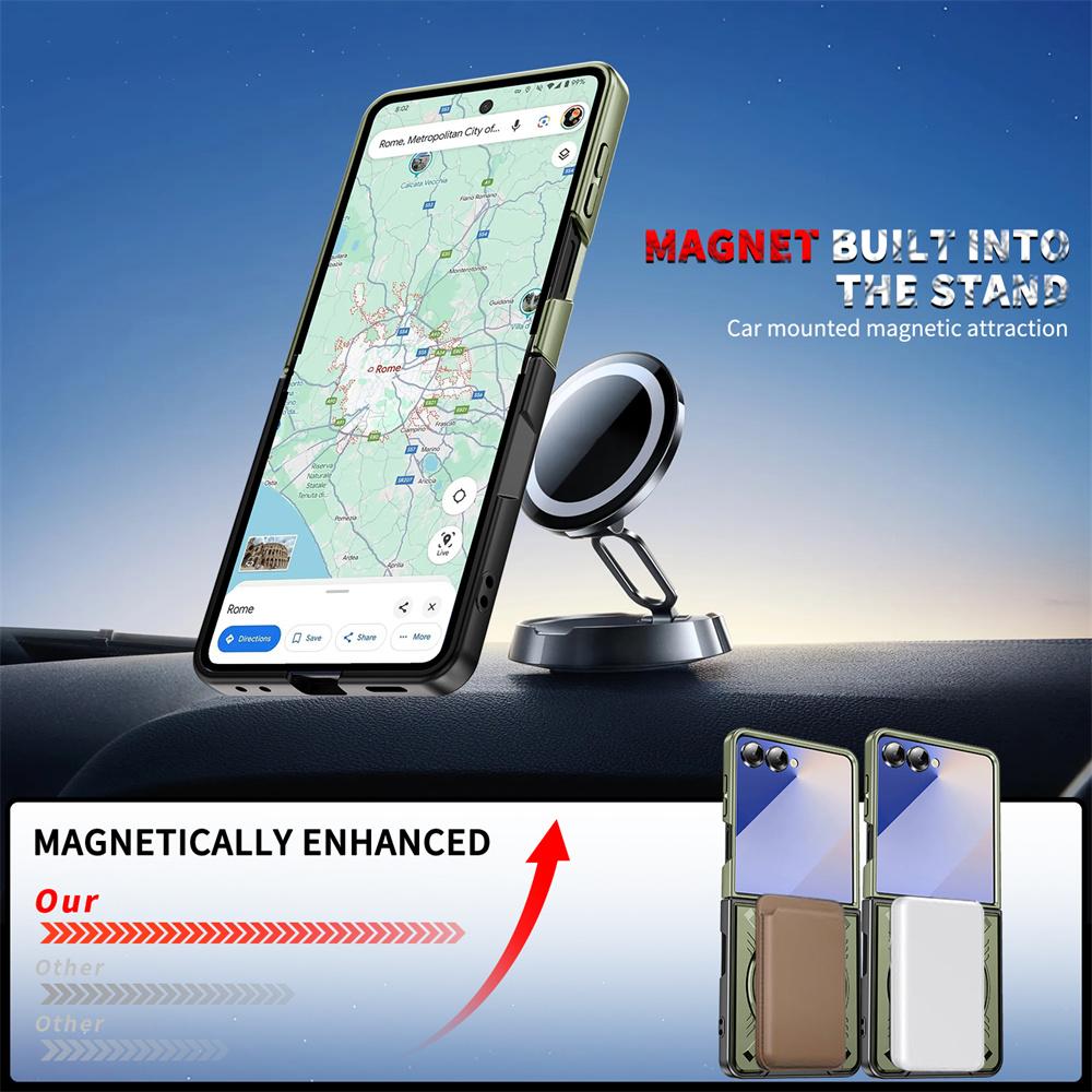 360° Magnetic Ring Holder Kickstand Phone Case For Samsung Galaxy Z Flip 8 7 Flip8 5G TPU+PC Shockproof Rugged Protection Cover