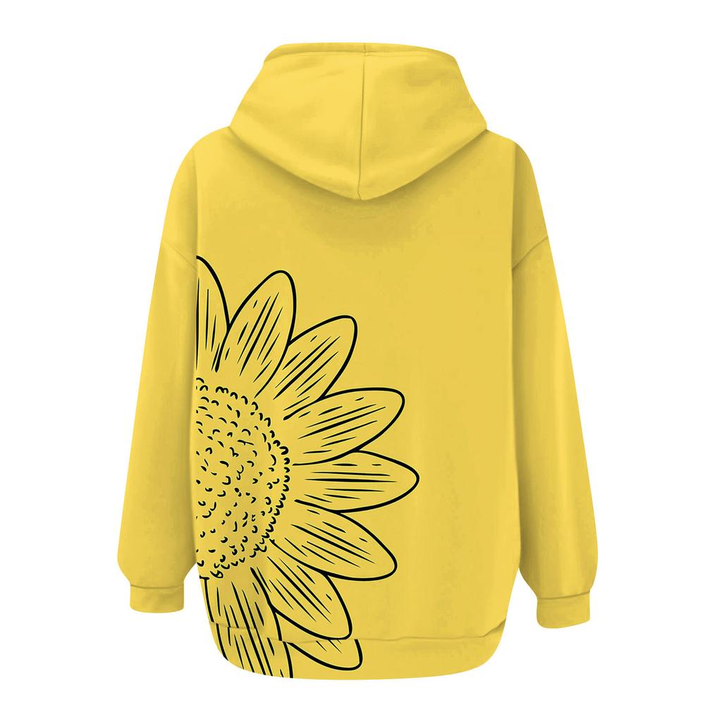 Women's Long Sleeve Print Sweatshirt Long Sleeve Pocket Jacket Zipper Hoodie Coat