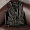 Pure First-layer Cowhide Leather Vest Locomotive Slim-fitting Small Vest Short Single-breasted Simple Sleeveless