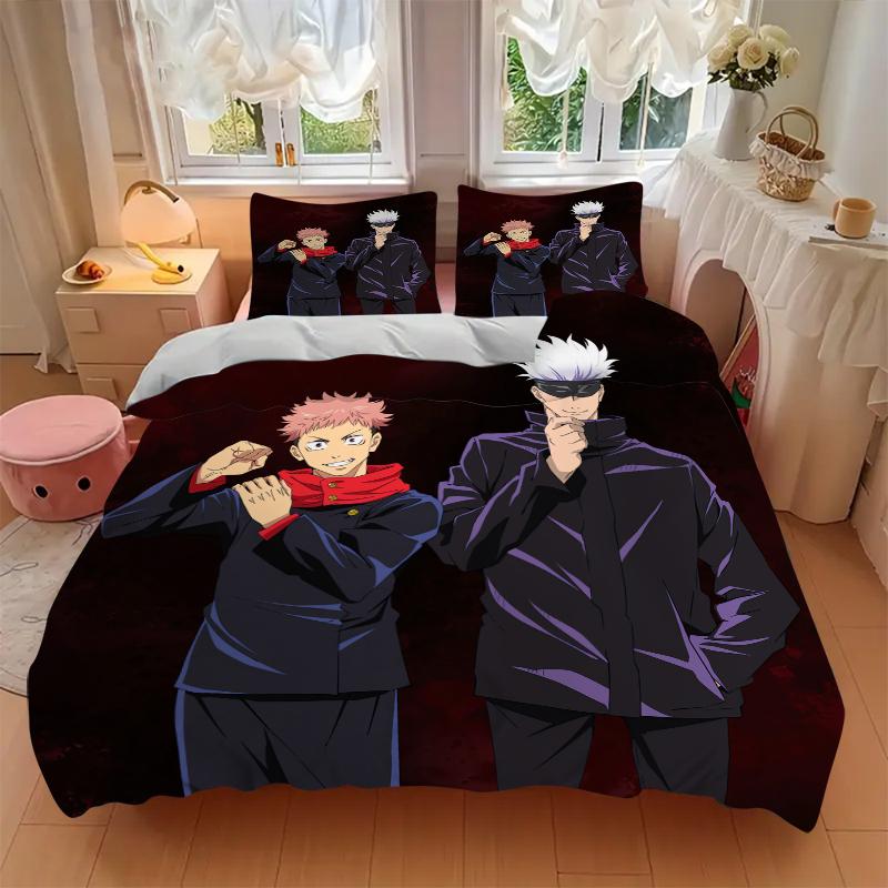 3Pcs Jujutsu Kaisen Characters Bedding Set Quilt Cover Pillowcase Home Christmas Xmas Halloween Gift 1 Duvet Cover 2 Pillowcase M928156