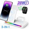 3In1 Foldable Sound Pickup Lamp Wireless Charger Stand For iPhone15 14 13 12Pro Max Plus iWatch AirPods3/2 Fast Charging Station