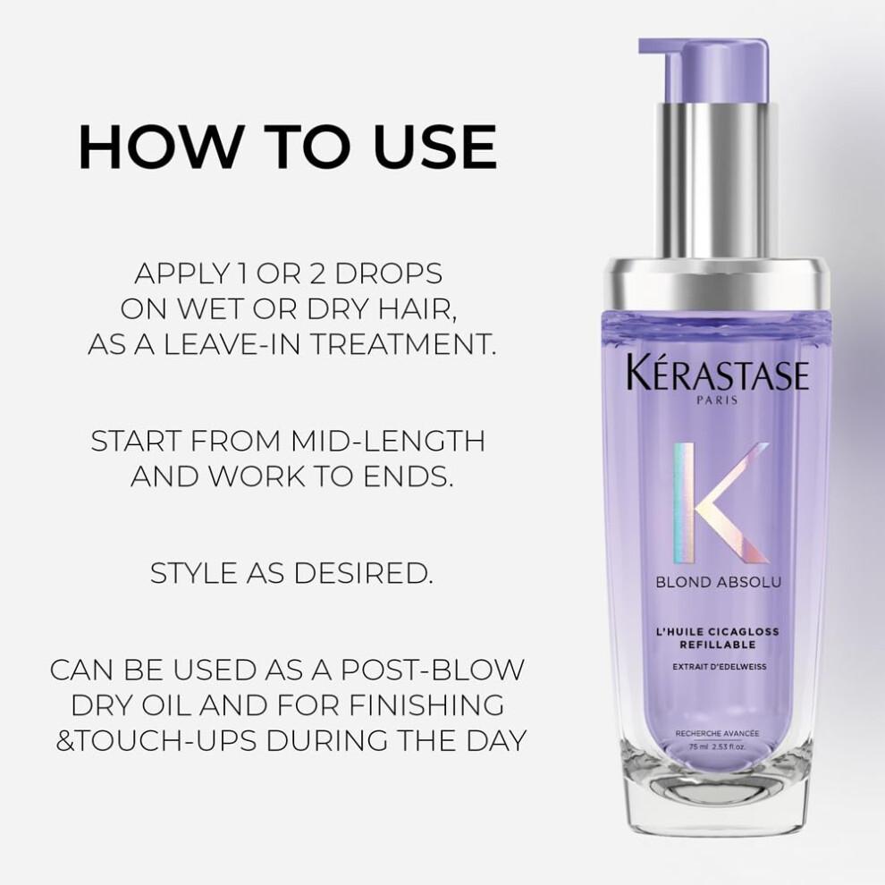Kérastase Blond Absolu, Intense Blonde Strengthening Hair Oil, For Sensitised Lightened or Highlighted Hair, With Hyaluronic Acid & Edelweiss Flower,