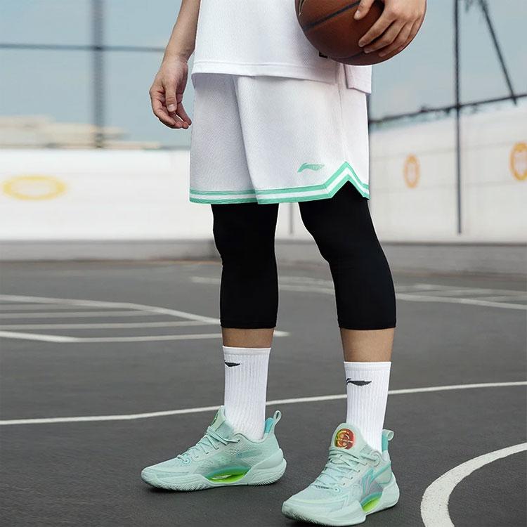 Шорты для баскетбола Li Ning CBA Series в полоску с цветными блоками и средней посадкой, прямые, мужские, белые AAPU097-7