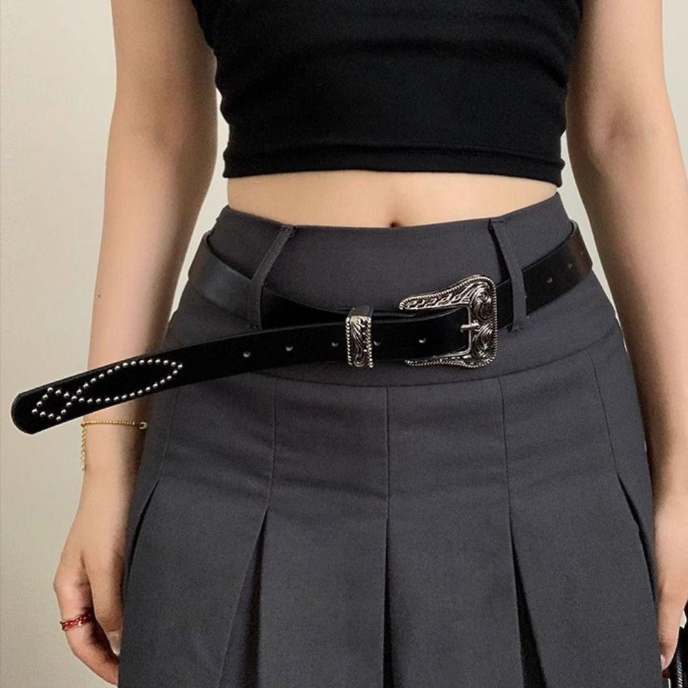 Винтажный панк-стиль ремень из искусственной кожи женский поясной ремень ретро Y2K ремень для джинсов вечеринка