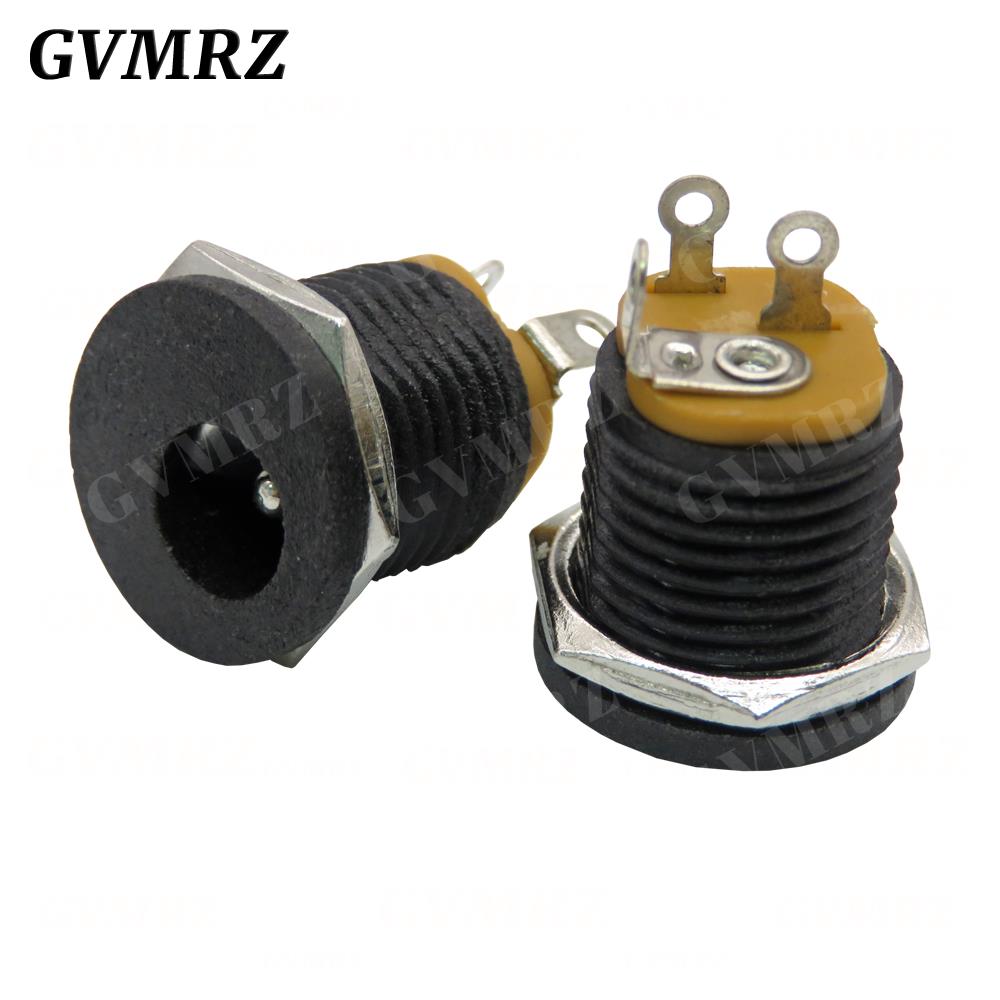 10PCS/lot DC022 DC-022 5.5x2.1mm DC Power Socket 5.5*2.5mm DC Connector 5.5*2.1 Round Hole Interface Panel Socket 3.5x1.3mm