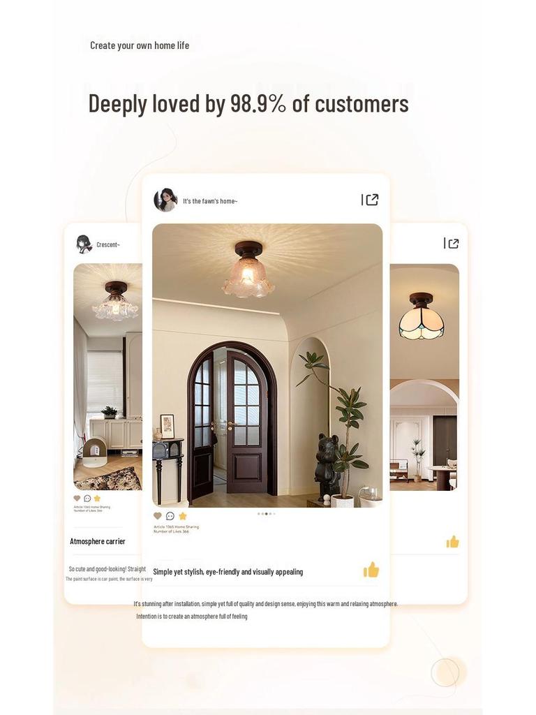 Vintage Chinese Corridor Light: Elegant Glass Ceiling Fixture for Entryway, Balcony, or Closet