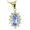 [P1161] - Gold Plated Pendant 'Victorina' Blue Tanzanite White Golden - 15x10 Mm