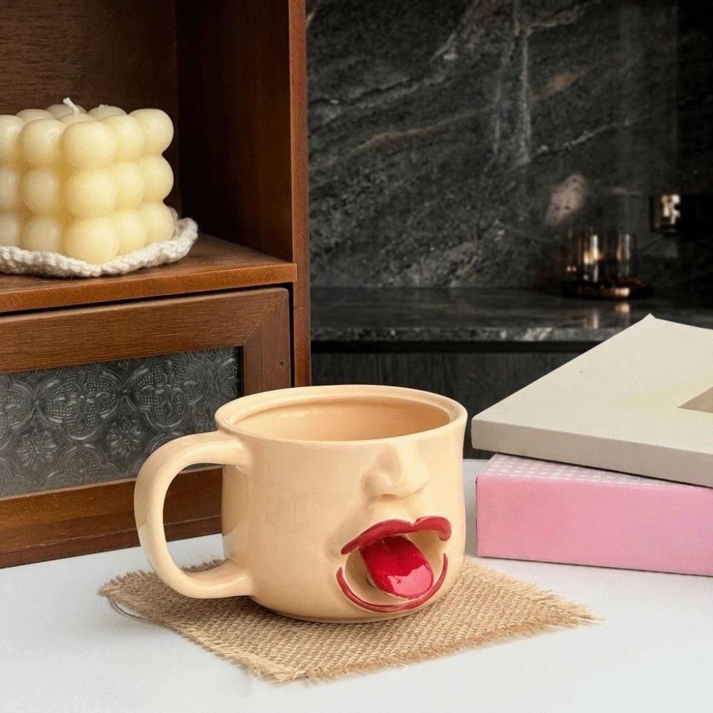 300ml Movable Tongue Cup Playful Ceramic Mug Water Cup Restless Tongue Cup Gift