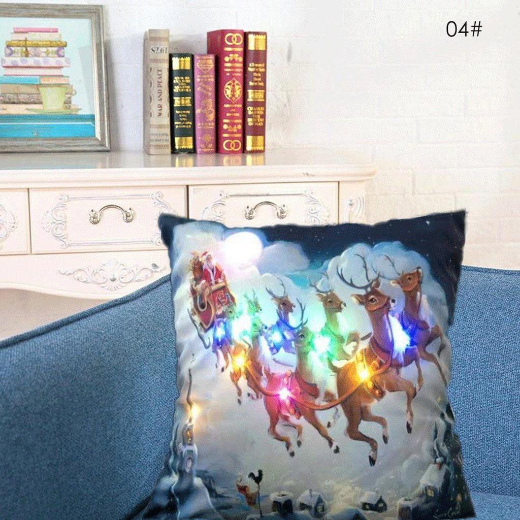Led Vintage Cotton Linen Pillow Case With Color Changing Lights For Sofa And Couch Decor