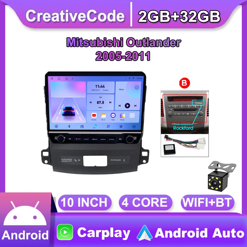 Android Car Radio For Mitsubishi Outlander 2005-2011 With Button Knob 10 Inch Multimedia Player Navigation GPS Carplay 2+32GB