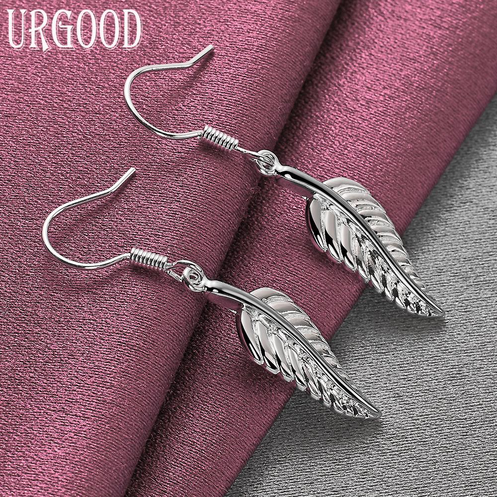 925 Sterling Silver Fashion Leaf Pendant Earrings Wedding Jewelry