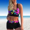 Женские купальники танкини из 2 частей, красочные и привлекающие внимание граффити-принты, купальные костюмы для отпуска